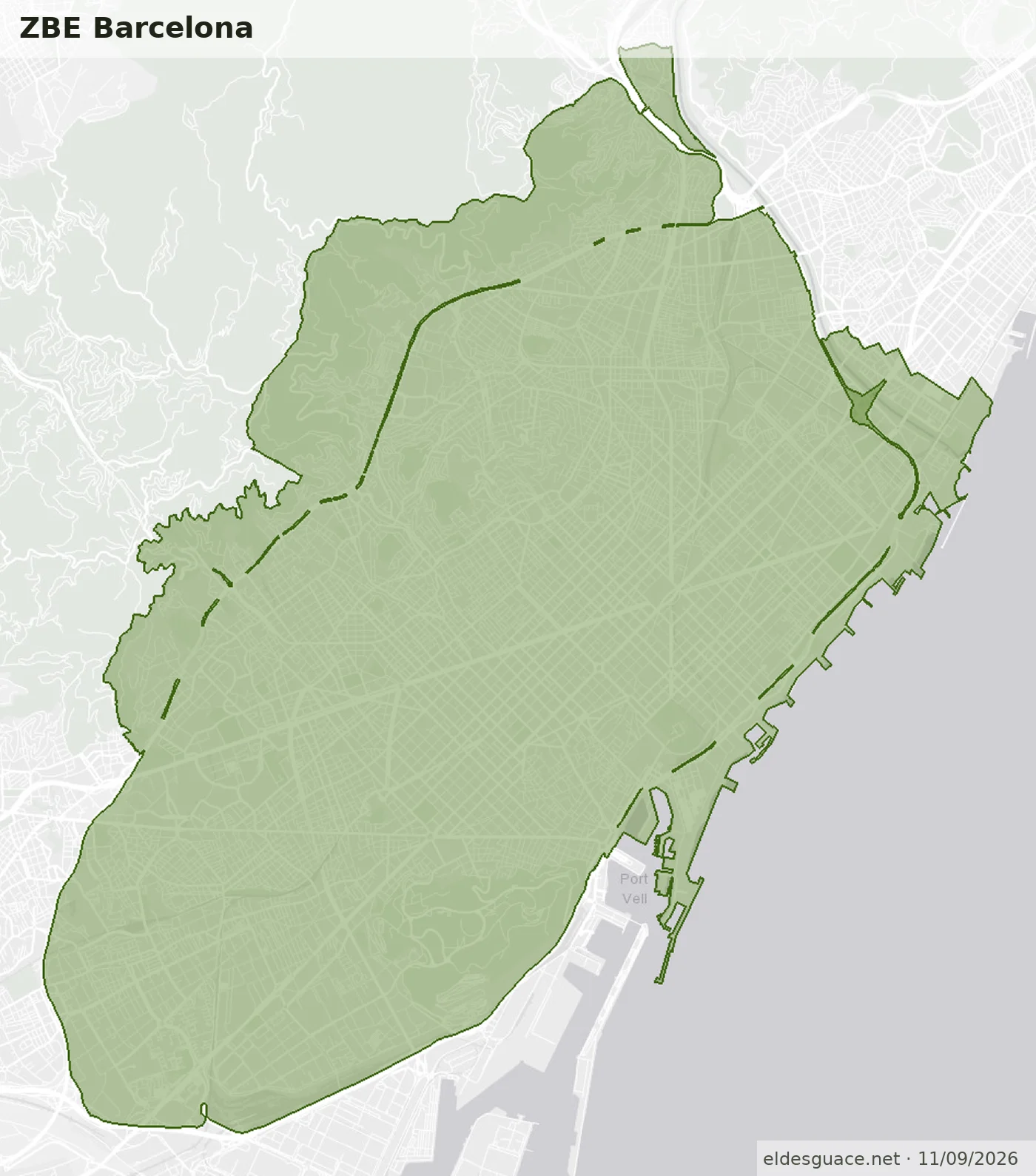 Mapa de la Zona de Bajas Emisiones de Barcelona