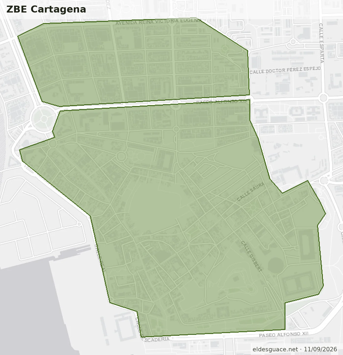 Mapa de la zona delimitada de Cartagena