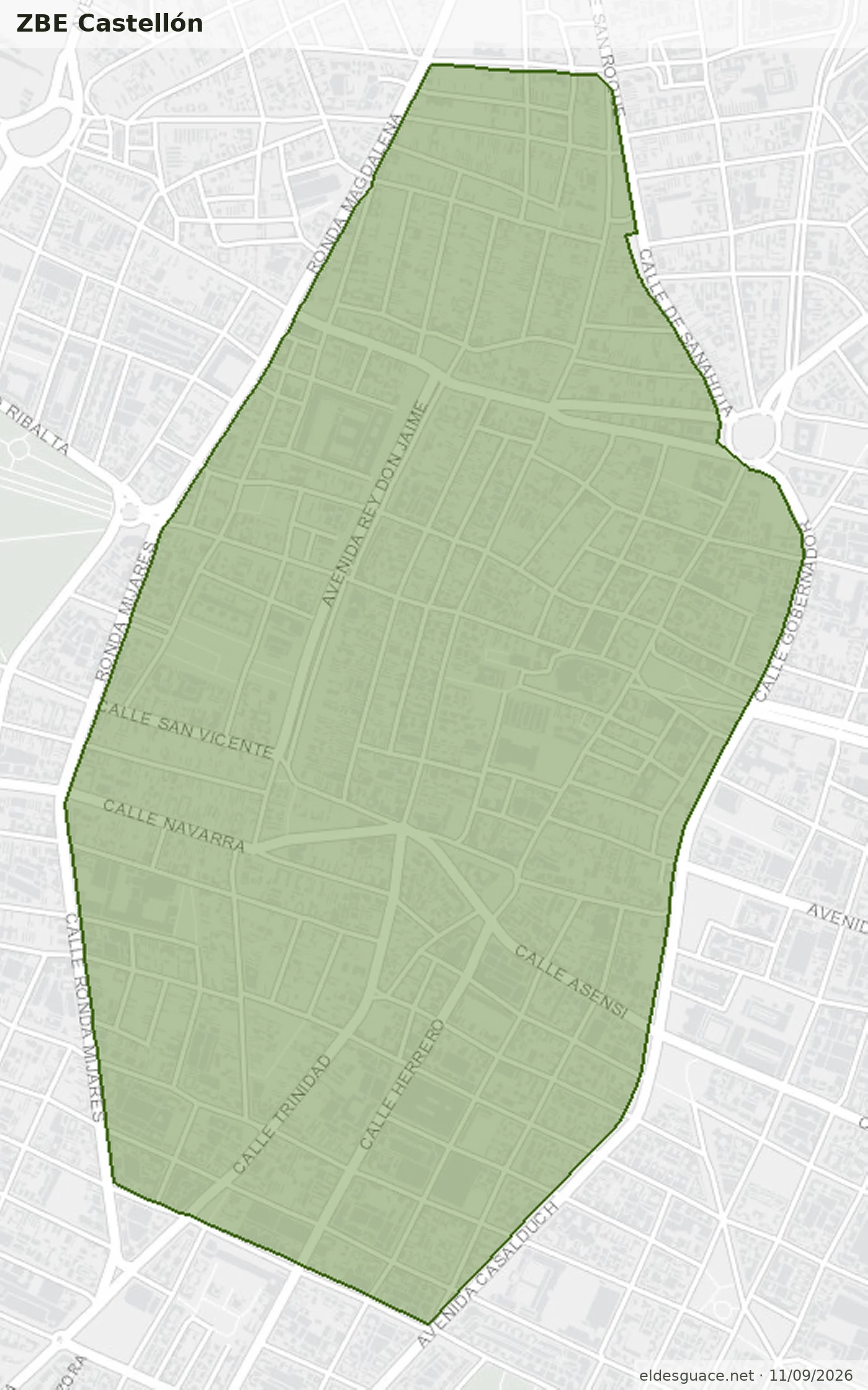 Mapa de la zona delimitada de Castellón