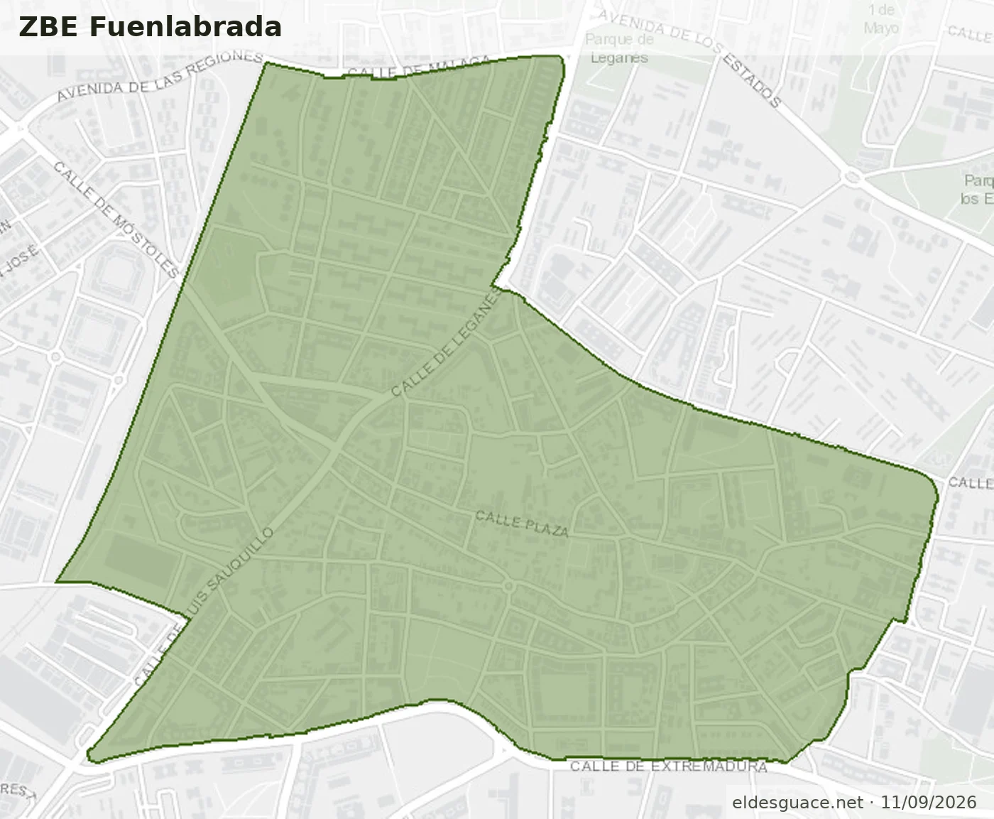 Mapa de la Zona de Bajas Emisiones de Fuenlabrada