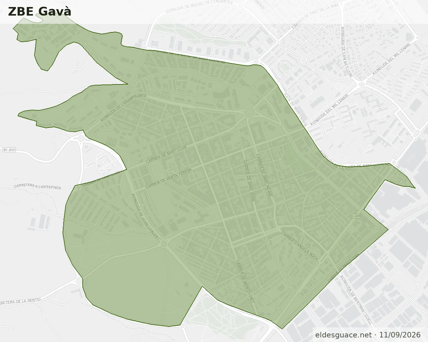 Mapa de la Zona de Bajas Emisiones de Gavà