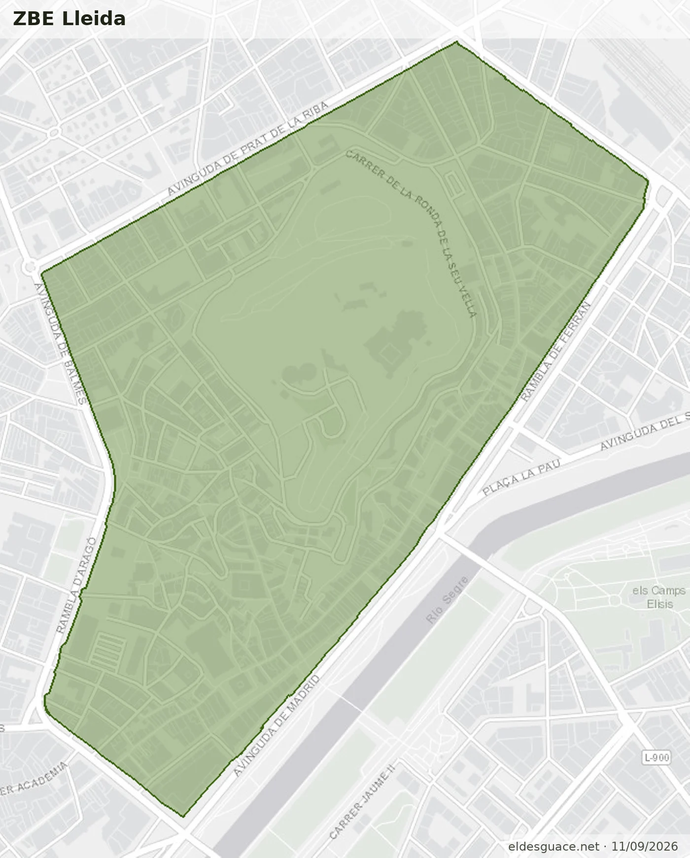 Mapa de la Zona de Bajas Emisiones de Lleida