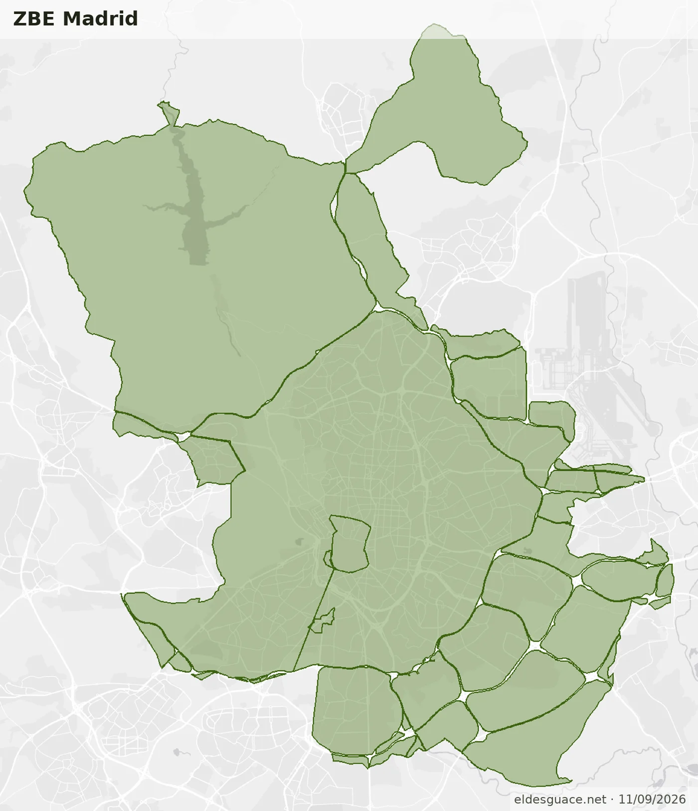 Mapa de la Zona de Bajas Emisiones de Madrid