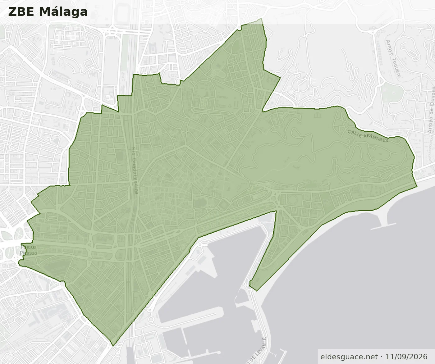 Mapa de la Zona de Bajas Emisiones de Málaga