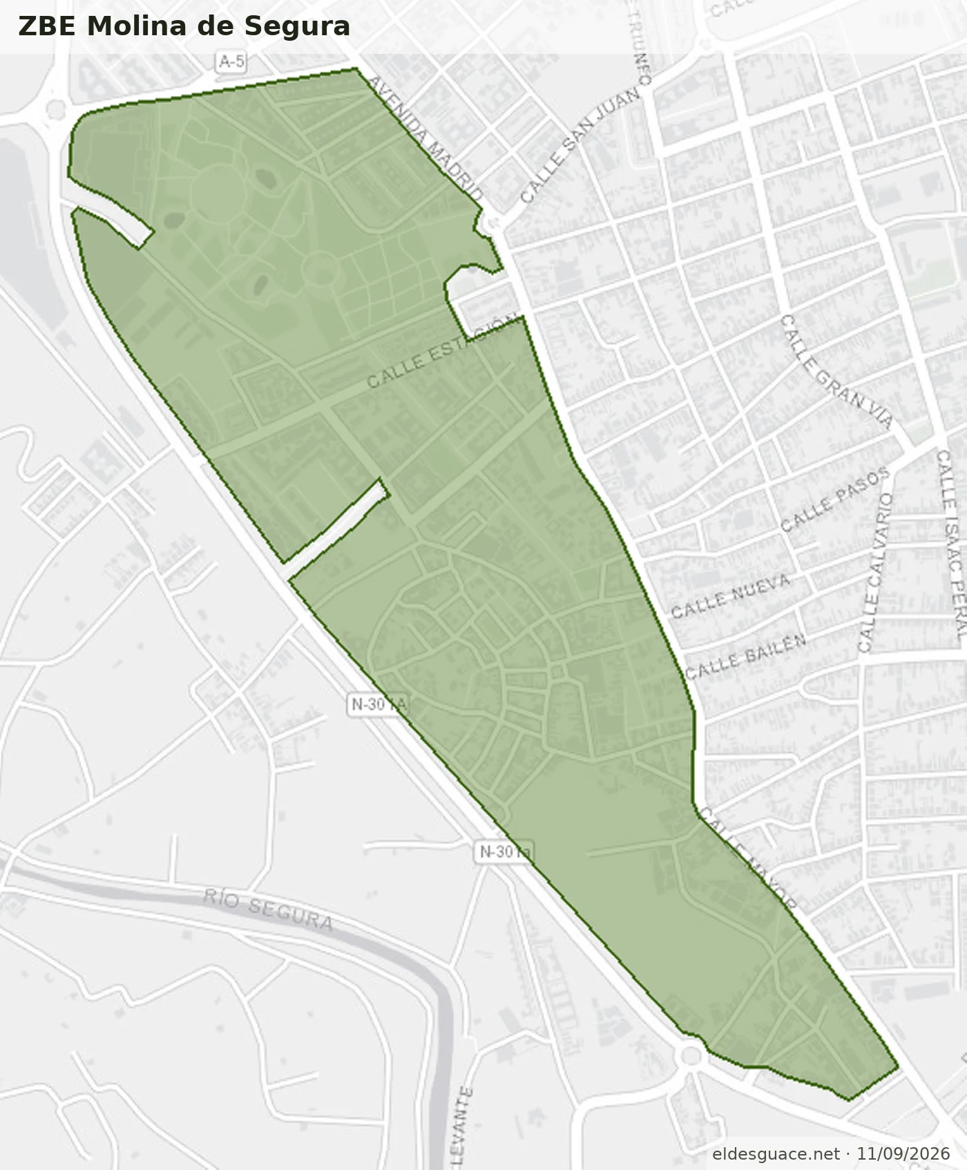 Mapa de la zona delimitada de Molina de Segura