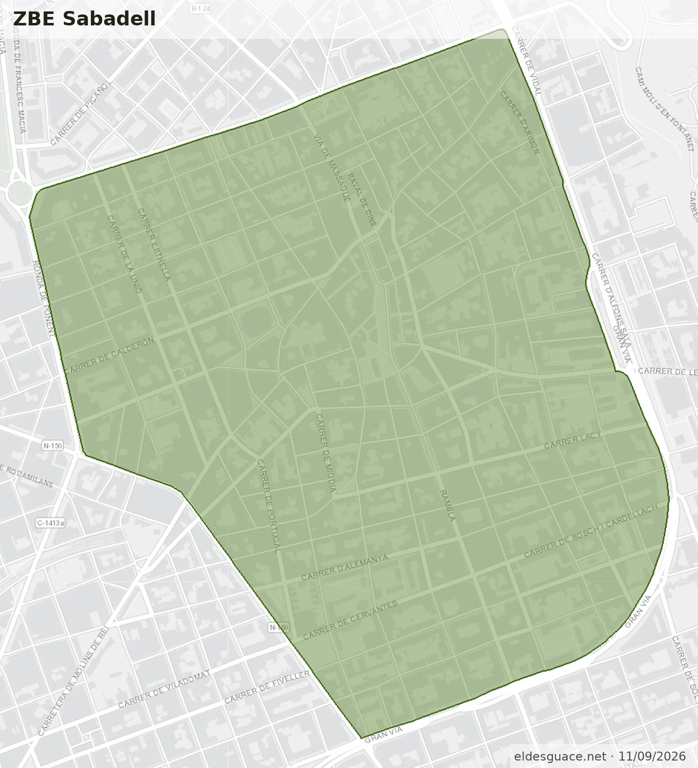 Mapa de la Zona de Bajas Emisiones de Sabadell