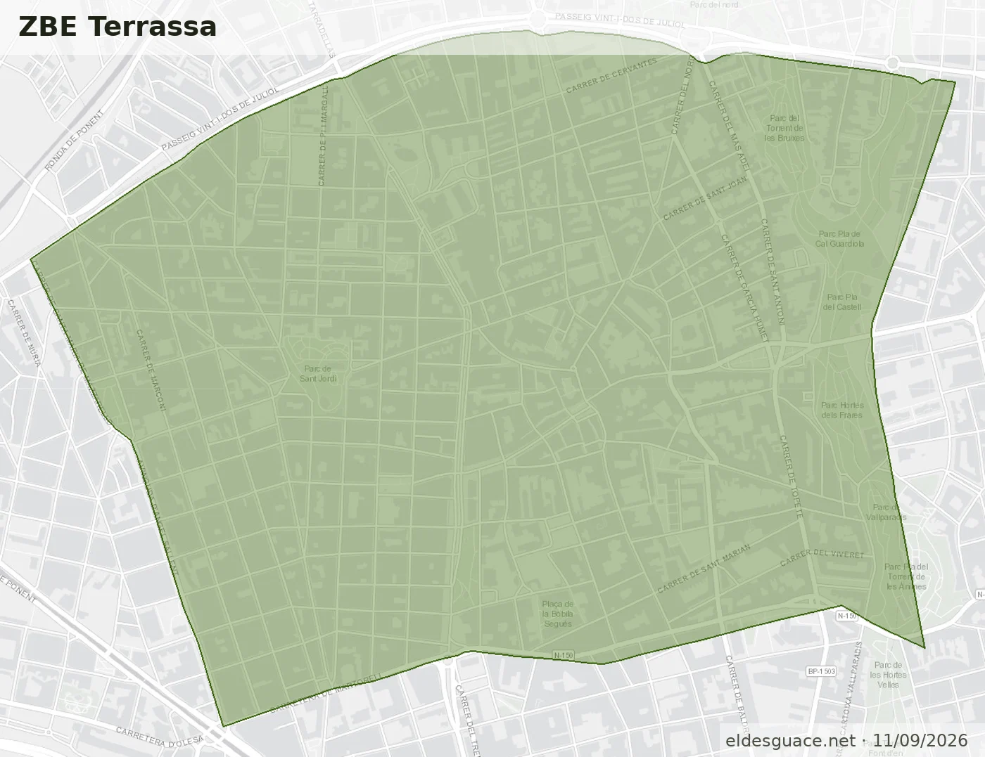 Mapa de la Zona de Bajas Emisiones de Terrassa