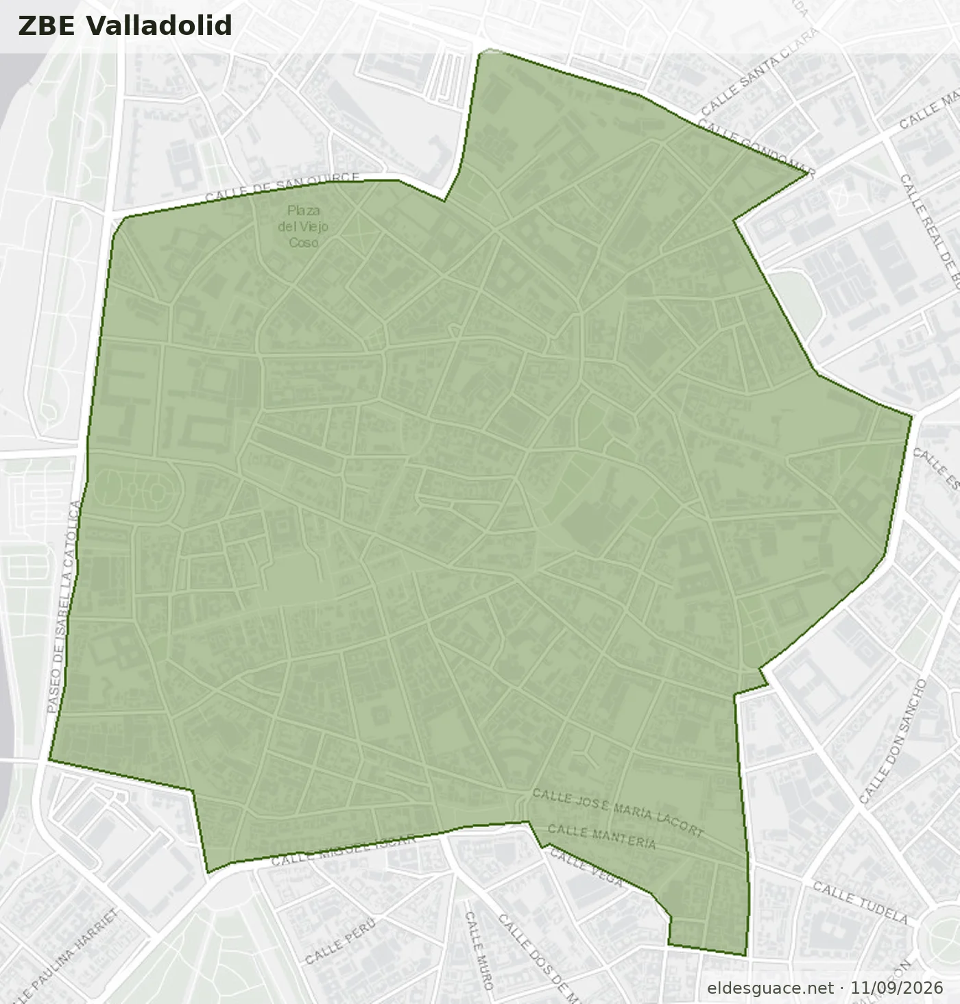 Mapa de la Zona de Bajas Emisiones de Valladolid