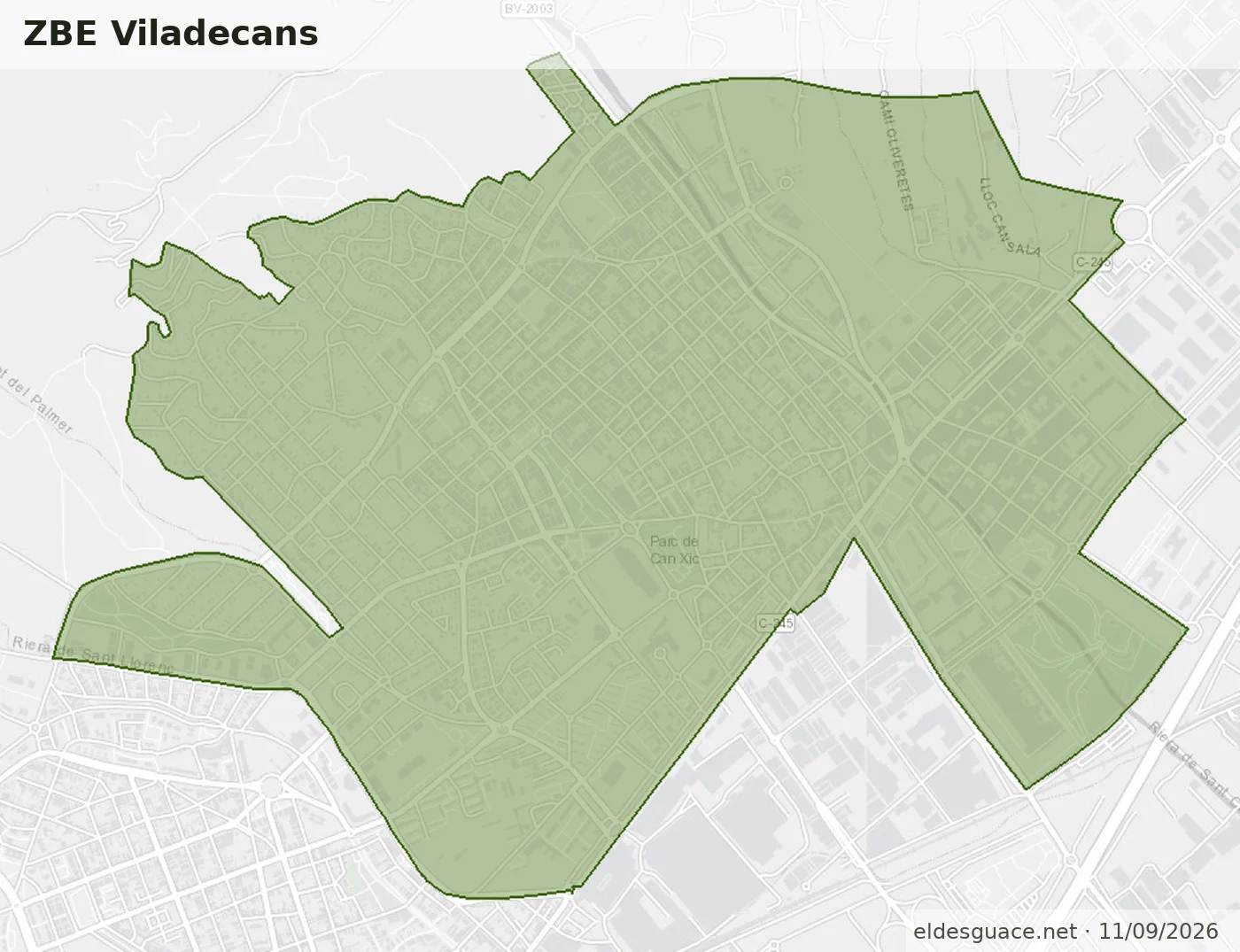 Mapa de la Zona de Bajas Emisiones de Viladecans