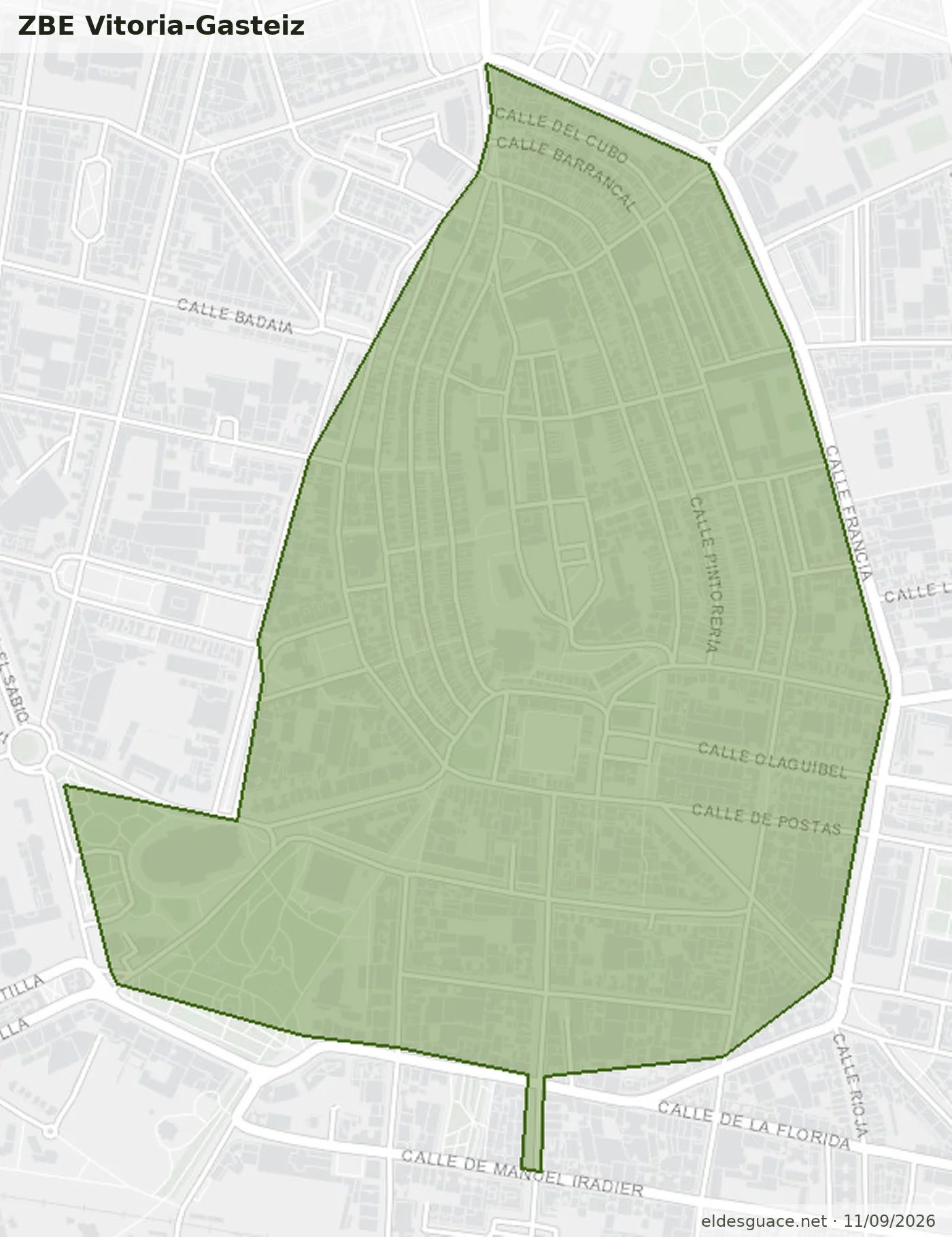 Mapa de la Zona de Bajas Emisiones de Vitoria-Gasteiz